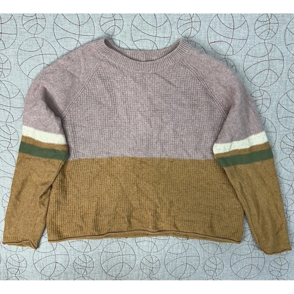 Madewell Waffle Pullover Sweater‎ Striped Roll-Trim / Women's Large
